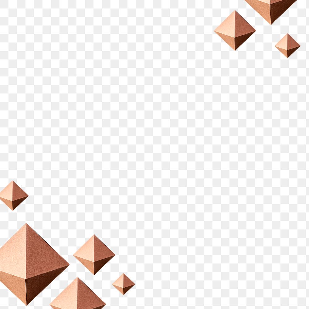 3D copper paper craft pentahedron patterned background  design element