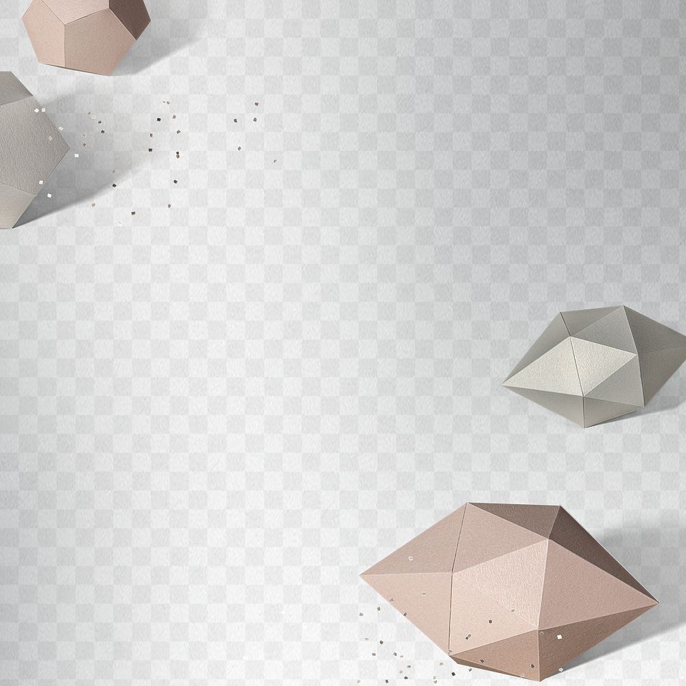 3D pink gold elongated hexagonal bipyramid and gray pentagon dodecahedron design element design element