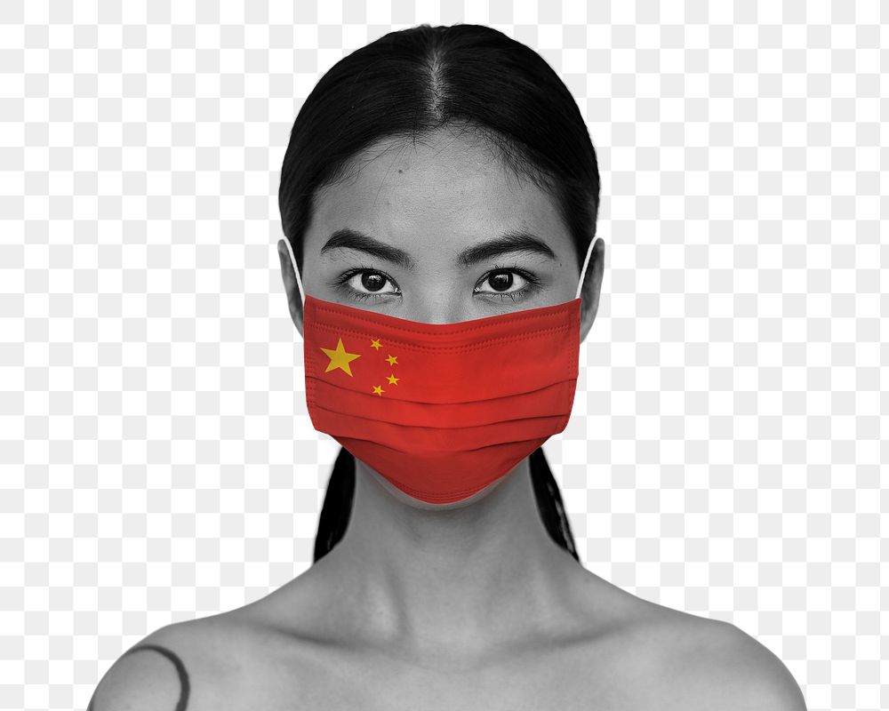Chinese woman wearing a face mask during coronavirus pandemic mockup