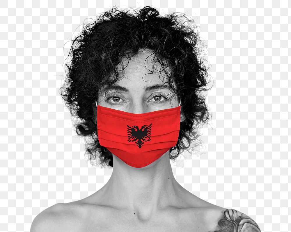 Albanian woman wearing a face mask during coronavirus pandemic