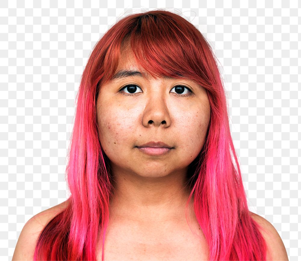 Pink haired Asian girl mockup