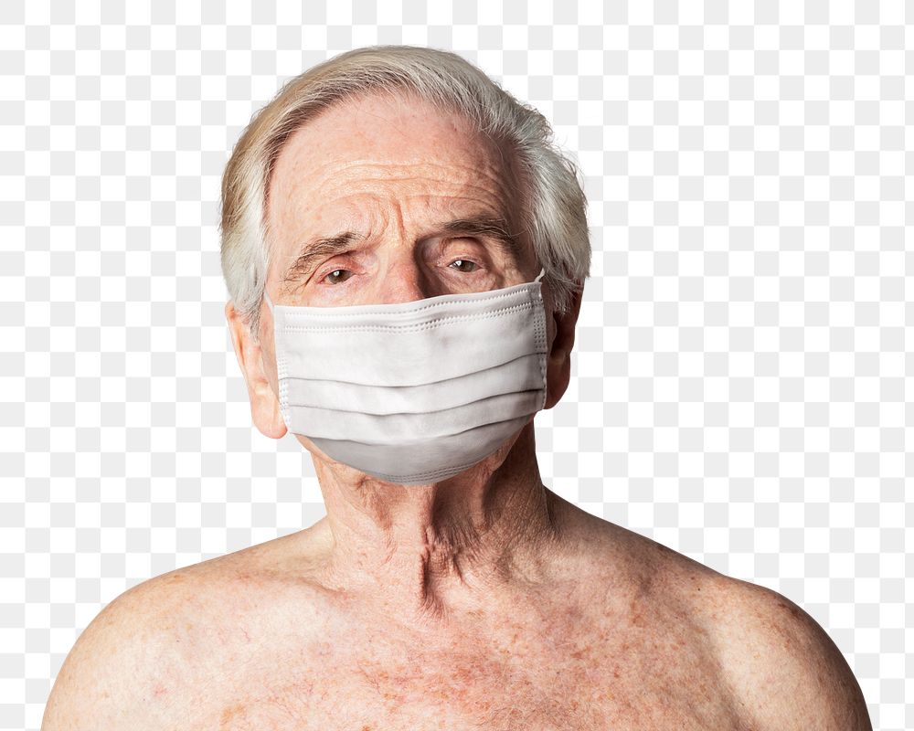 Old man wearing a face mask during coronavirus pandemic mockup