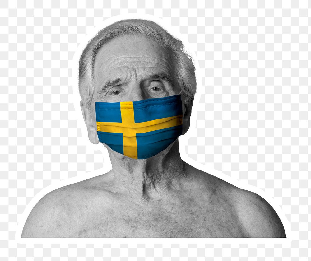 Swedish old man wearing a face mask during coronavirus pandemic