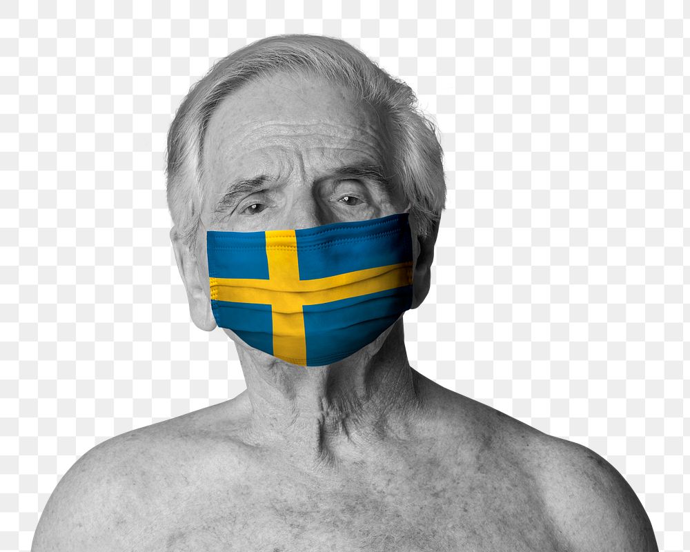 Swedish old man wearing a face mask during coronavirus pandemic