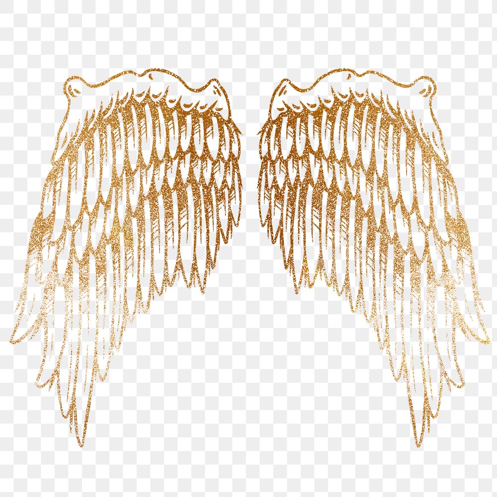 Golden wings sticker overlay design element 