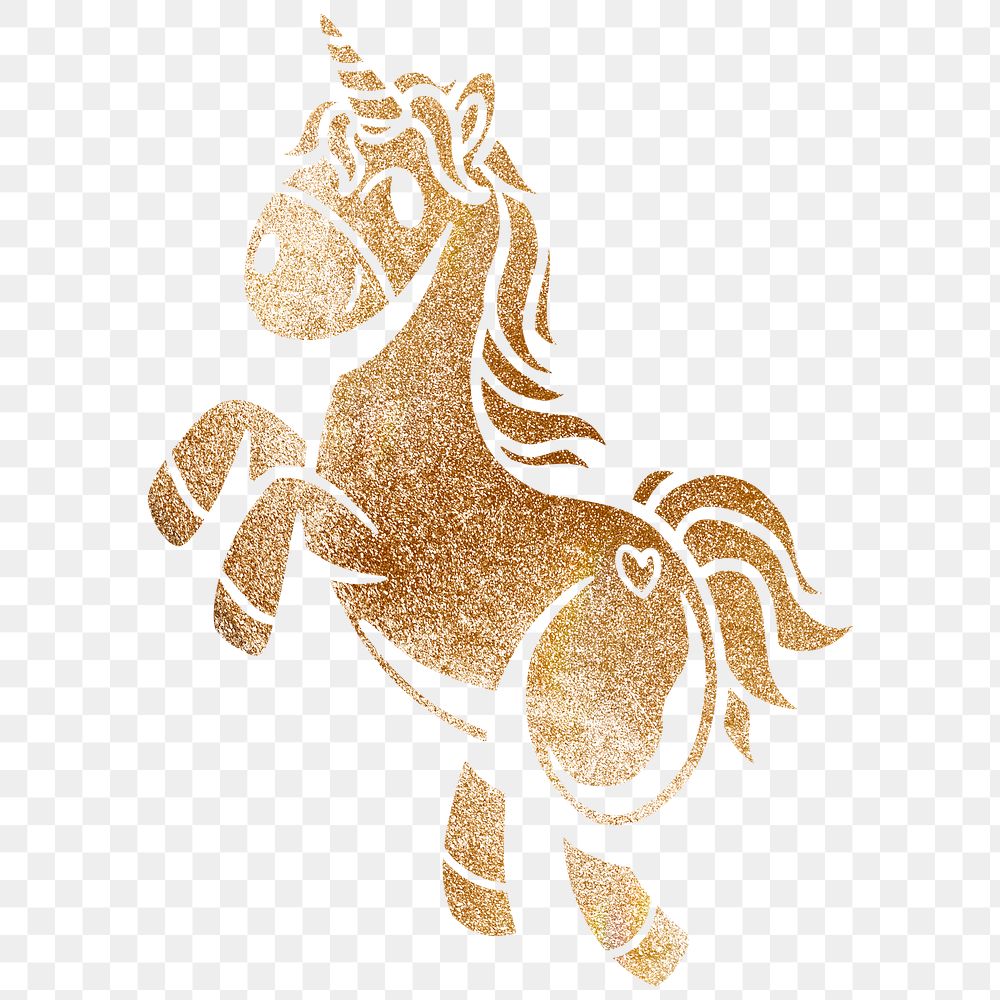 Shimmering golden unicorn sticker overlay design element 