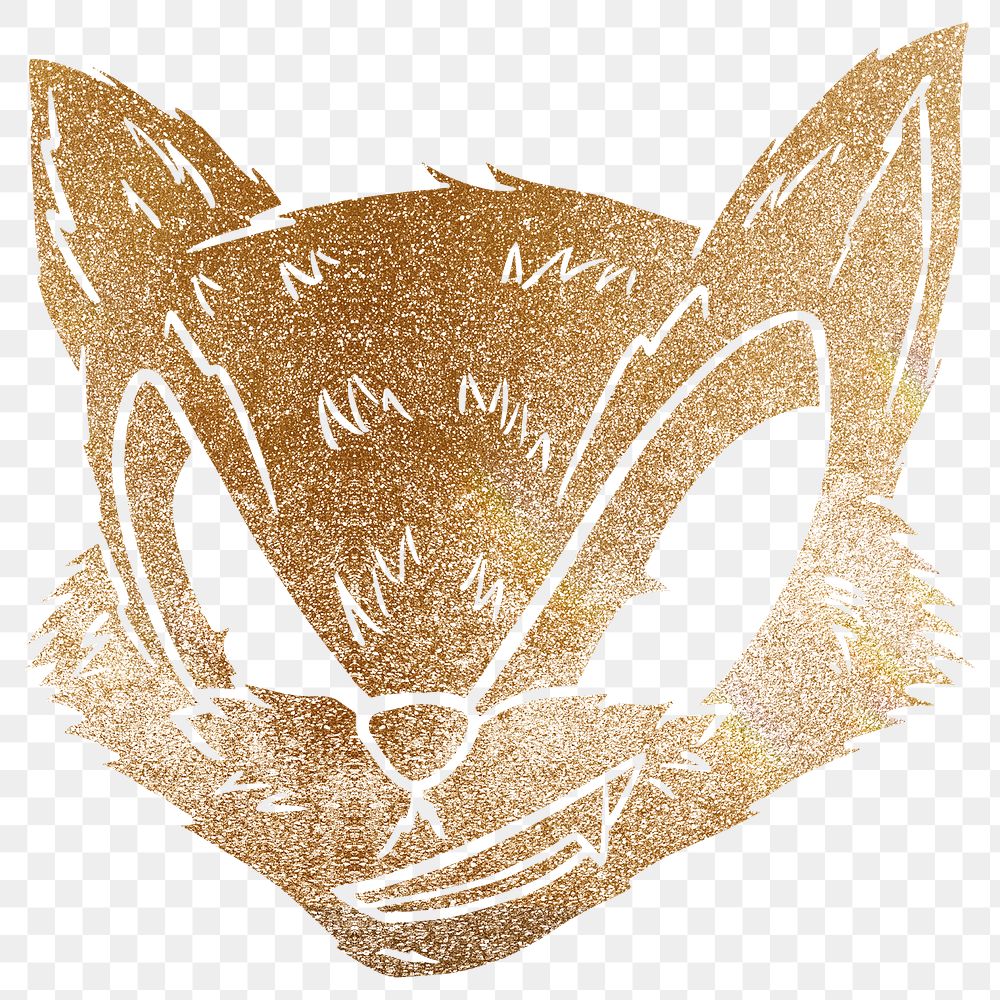 Golden cunning fox sticker overlay design resource