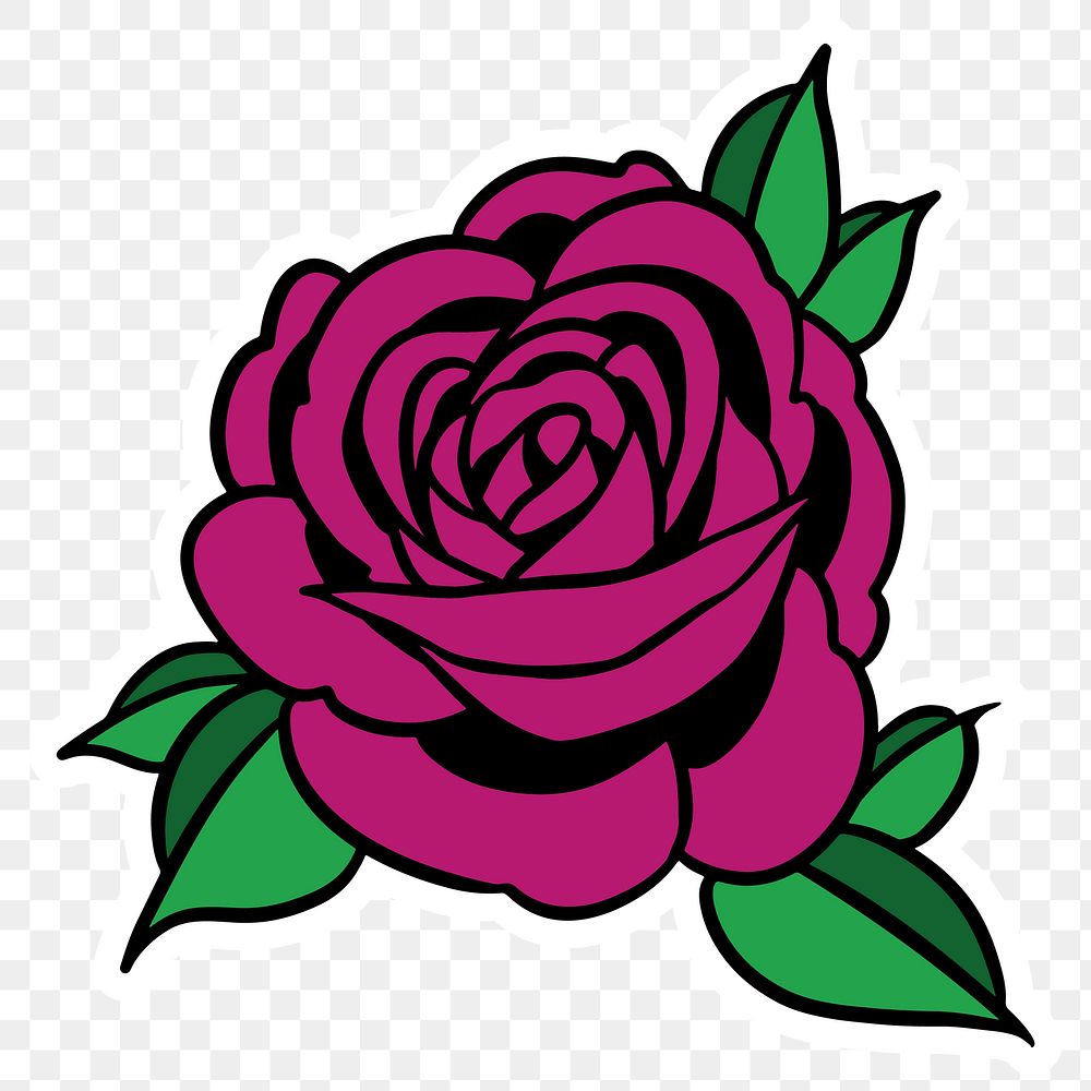 Purple rose flower sticker tattoo overlay design element design element 