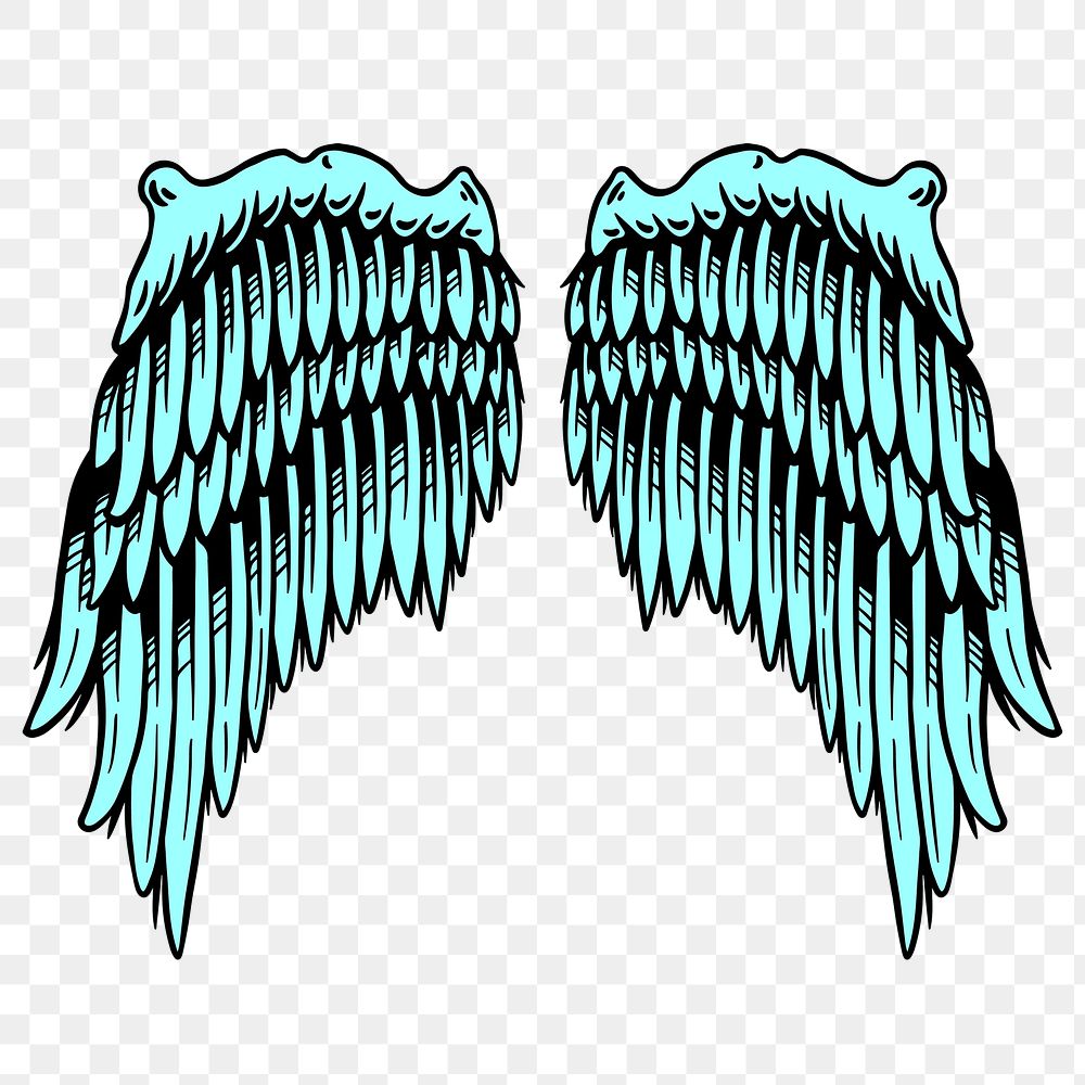 Turquoise wings sticker overlay design element 