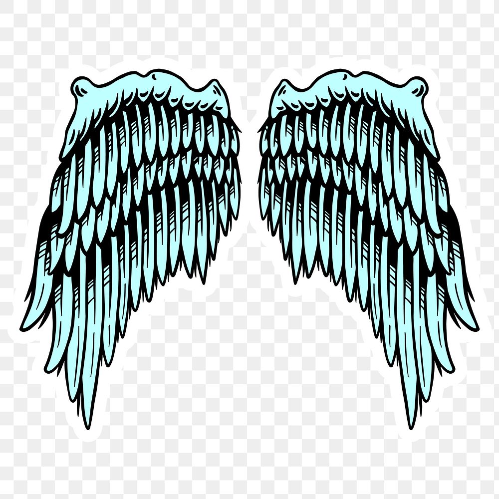Turquoise wings sticker overlay design element 
