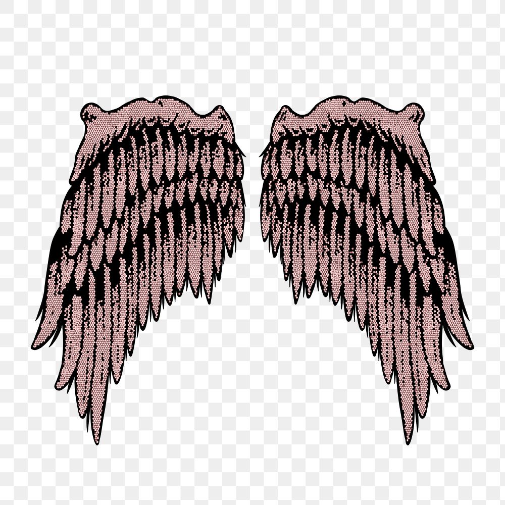 Pink wings sticker overlay design element 
