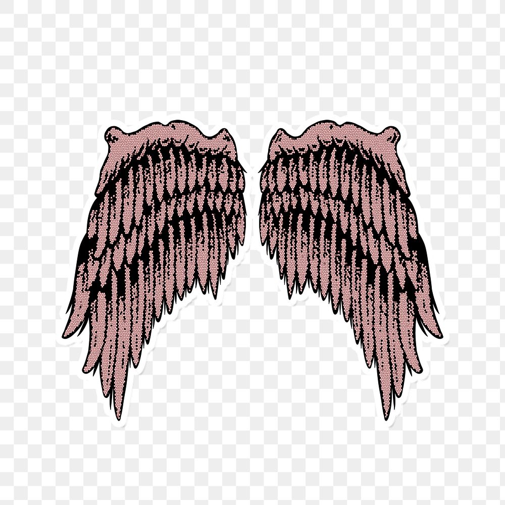 Pink wings sticker overlay design element 