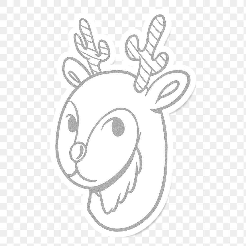 Gray antlers sticker with white border design element