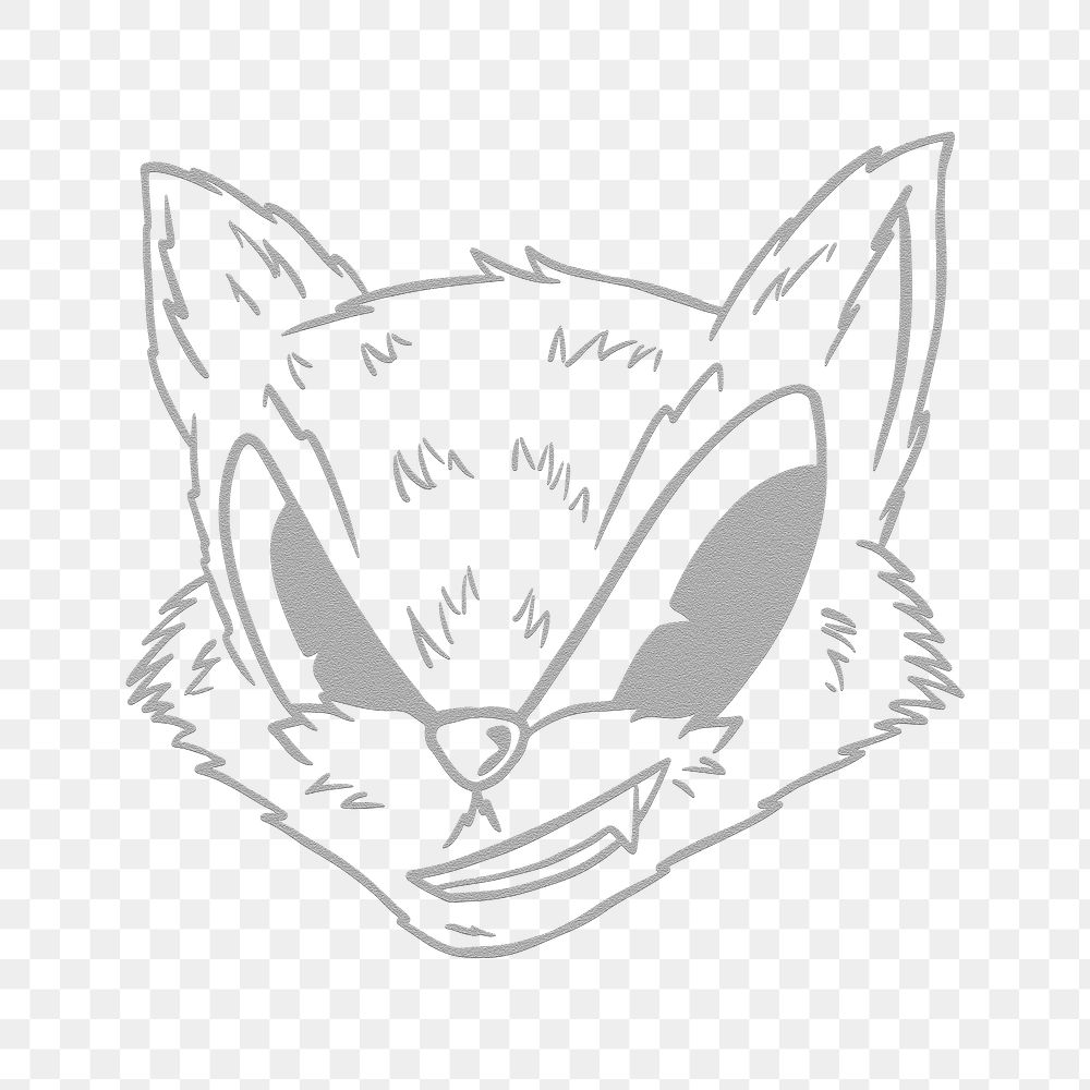 Gray cunning fox sticker overlay design resource