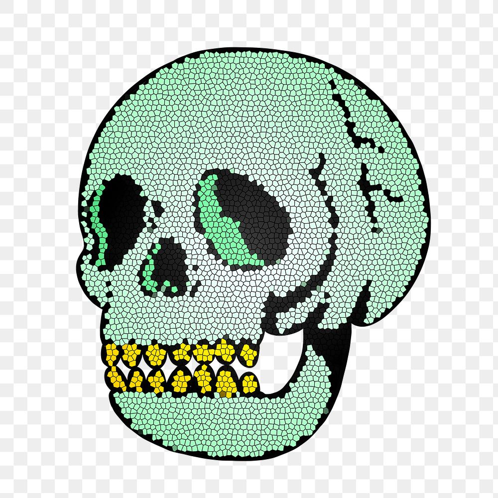 Mosaic green skull sticker design element