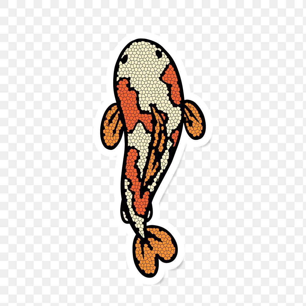 Koi carp fish sticker with white border design element
