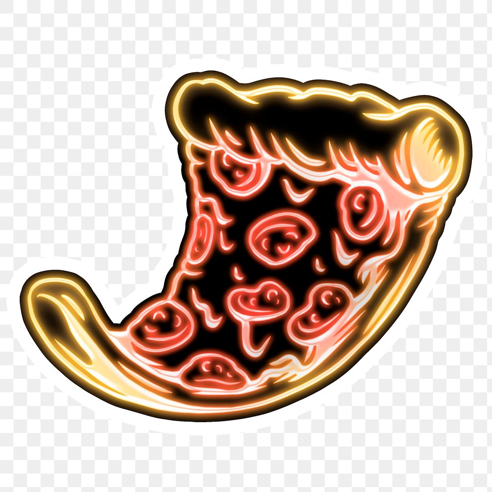 Neon pizza sticker design element