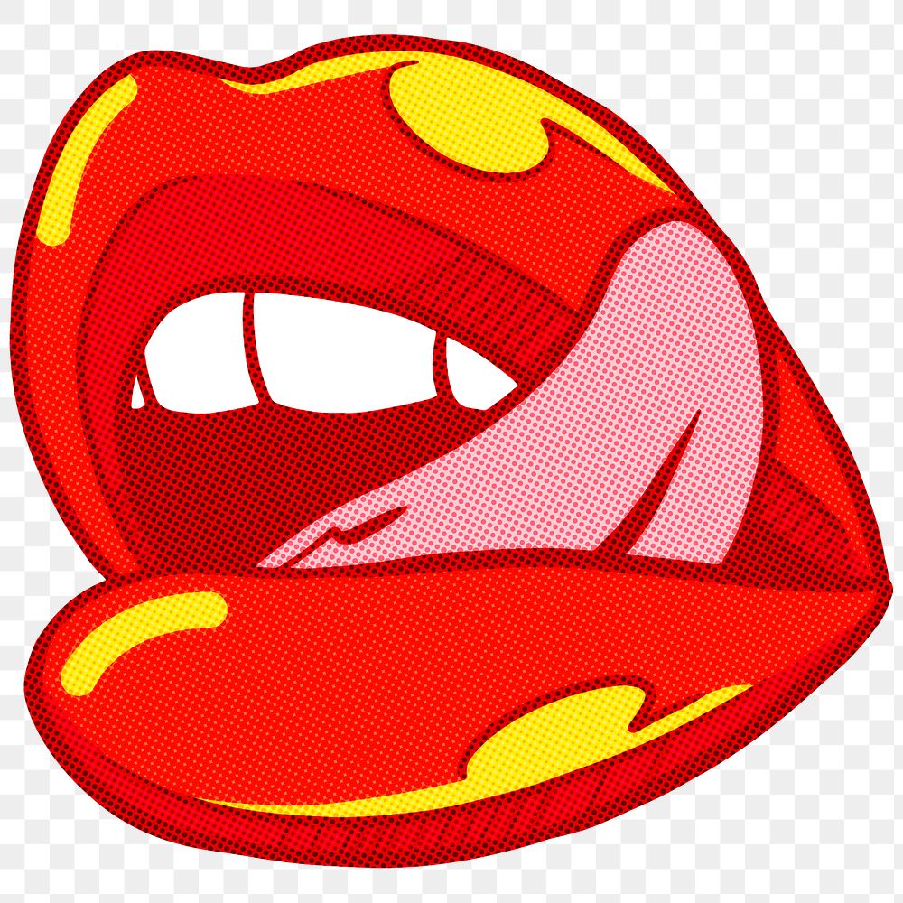 Gray lips with tongue licking sticker design element