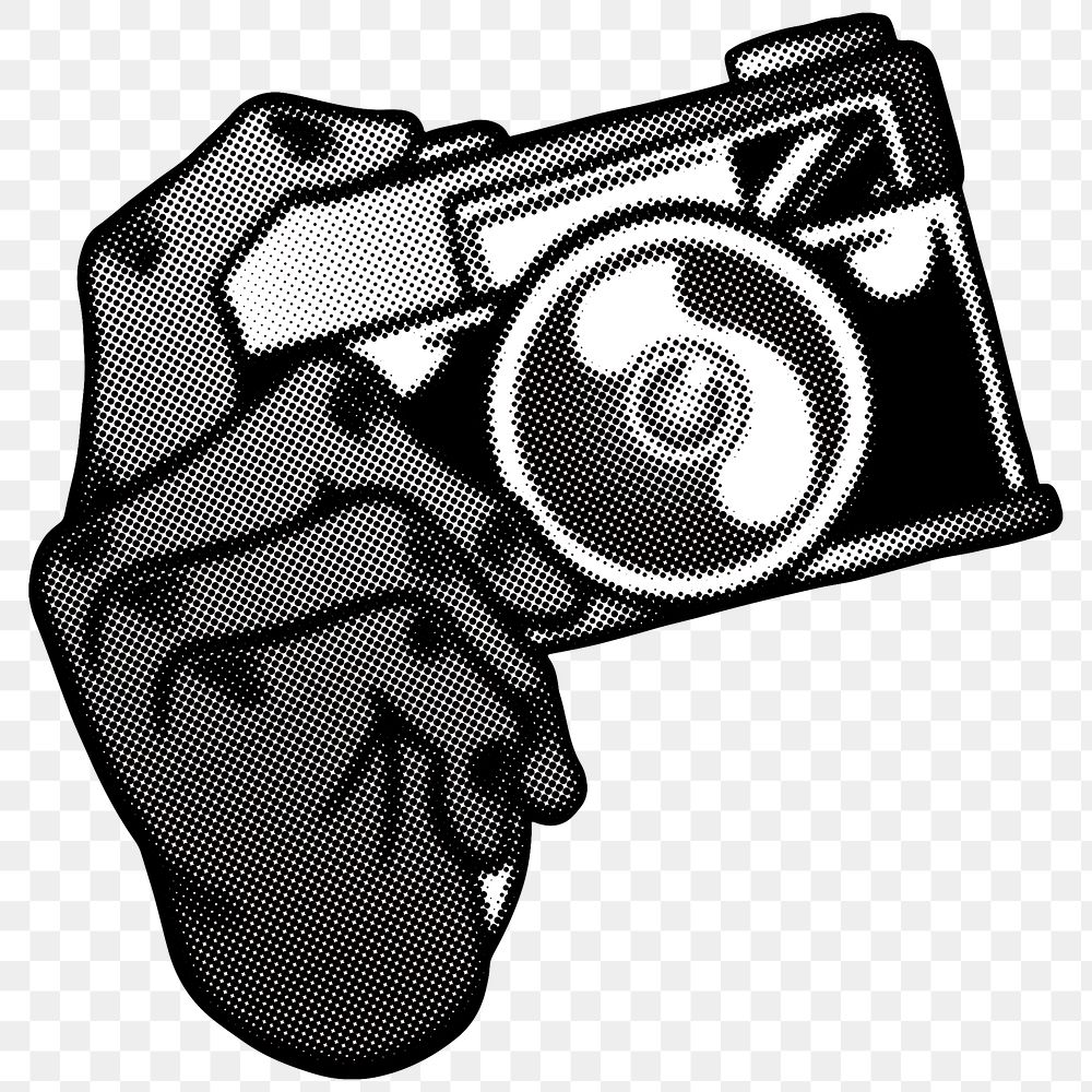 Black and white retro film camera sticker design element