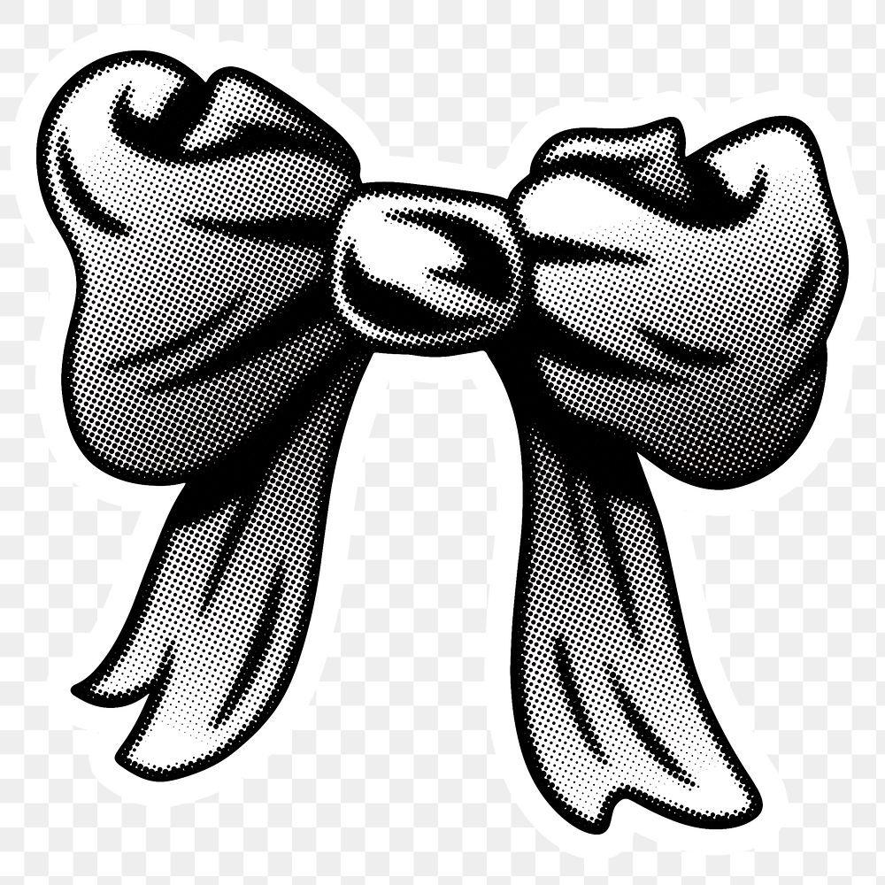 Black and white bow sticker  with a white border