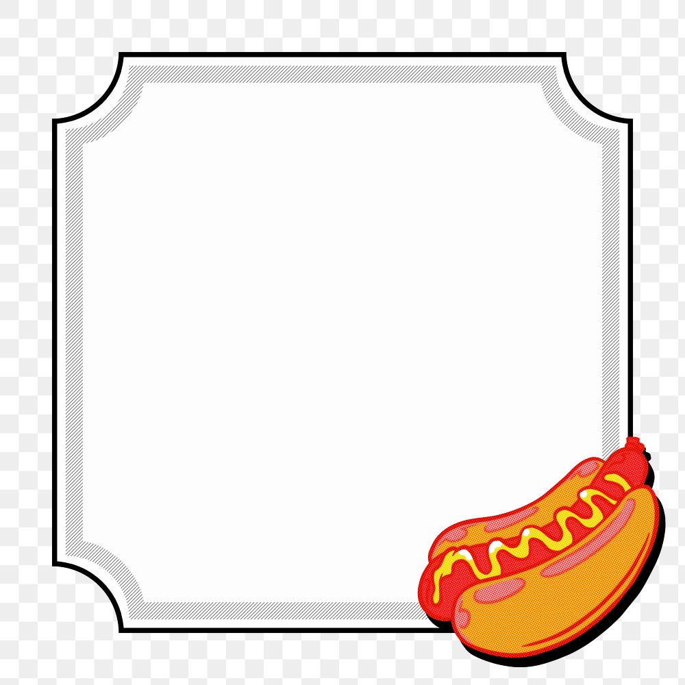 Pop art hot dog on a plaid patterned frame design element