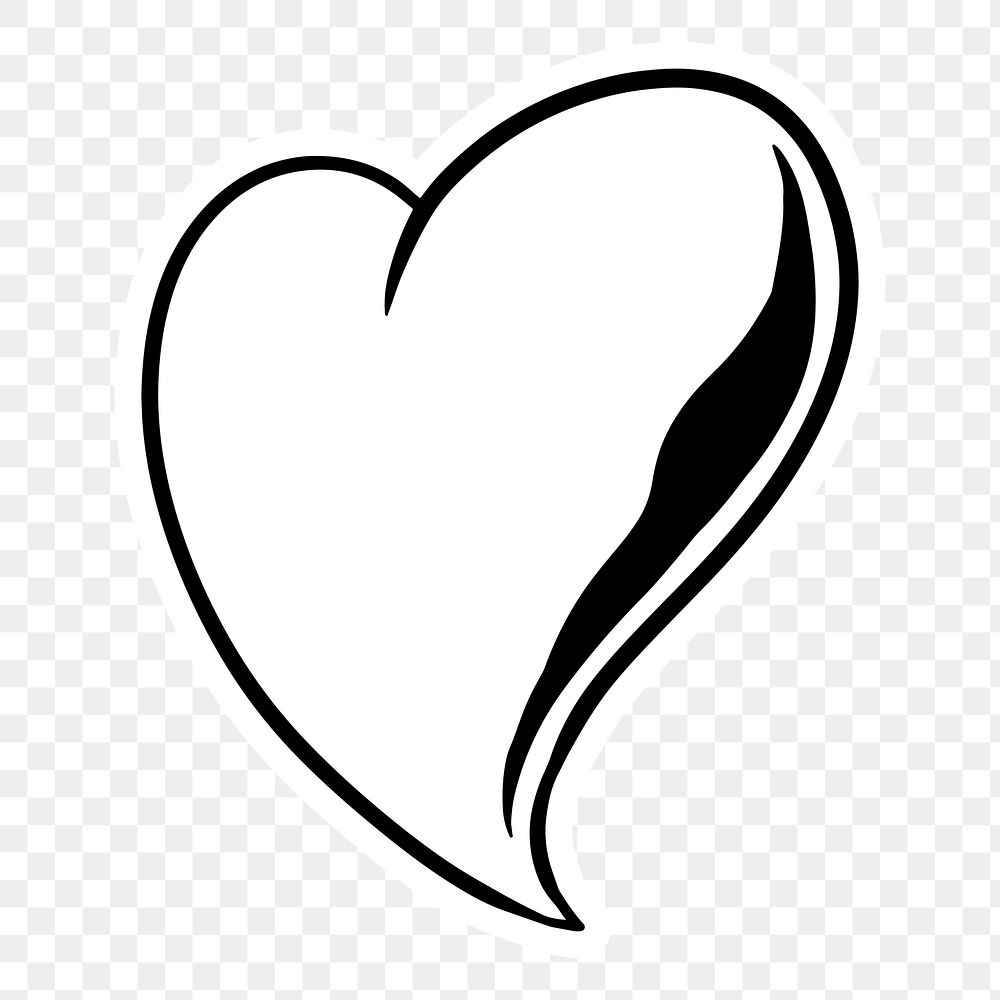 White heart sticker with a white border design element