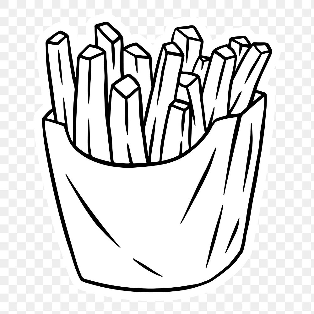 White fries sticker with a white border design element
