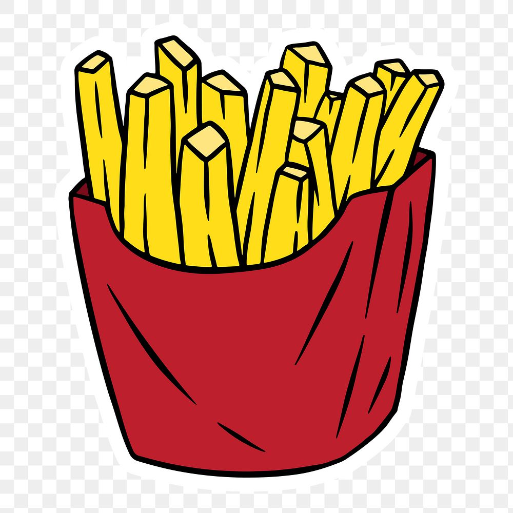 Yellow fries in a red bag sticker