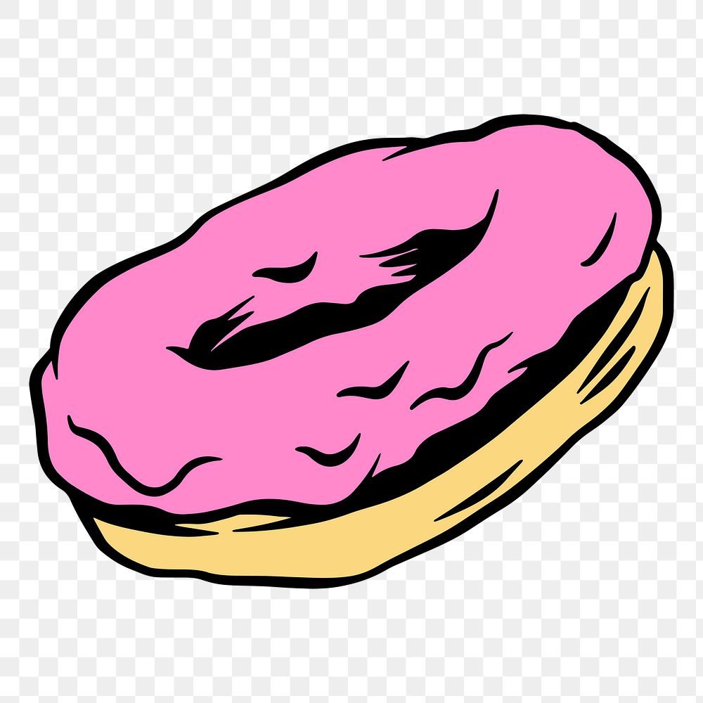 Pink glazed donut sticker design free png sticker rawpixel