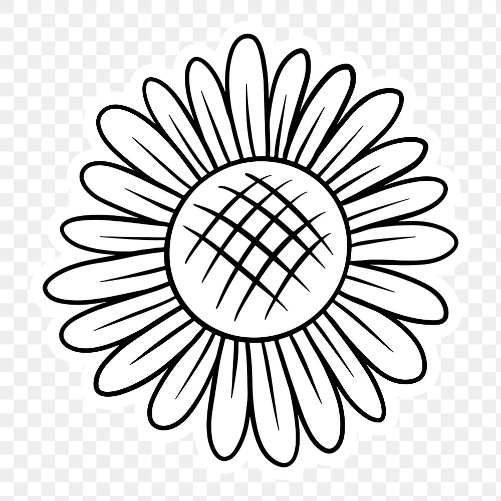 White daisy flower sticker with a white border design element