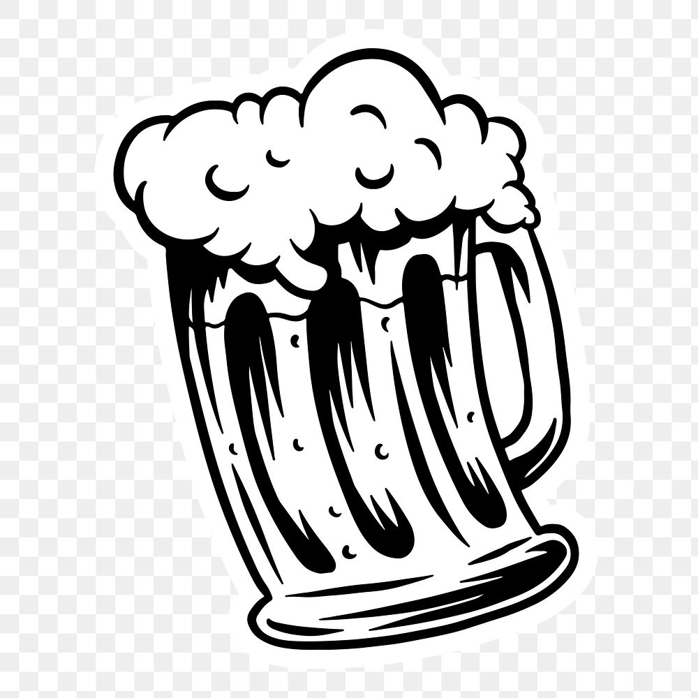 Foamy beer sticker with a white border design element