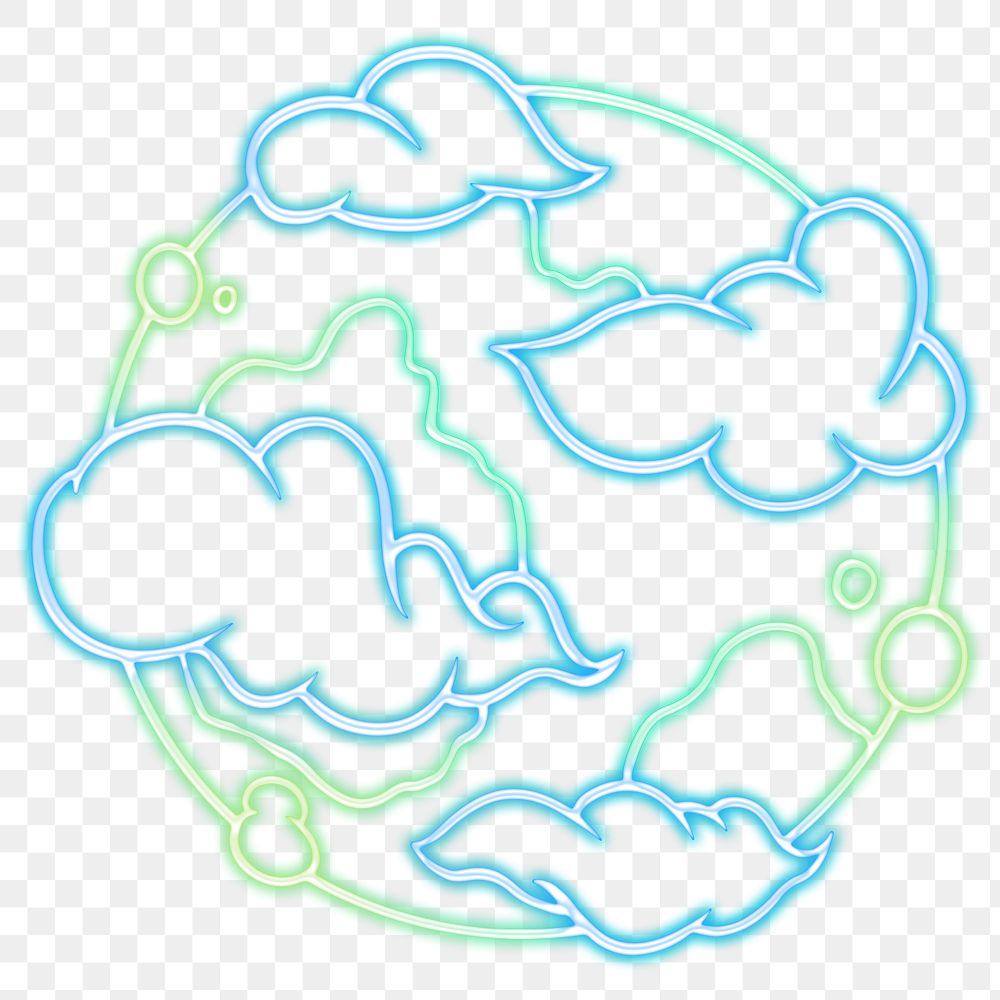 Neon clouds covering the earth sticker overlay design resource