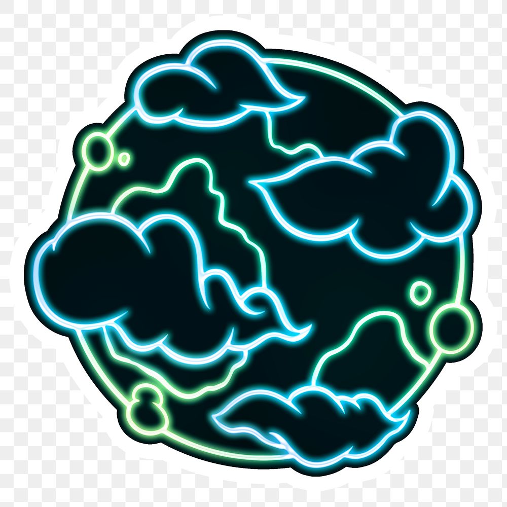 Neon clouds covering the earth sticker overlay design resource