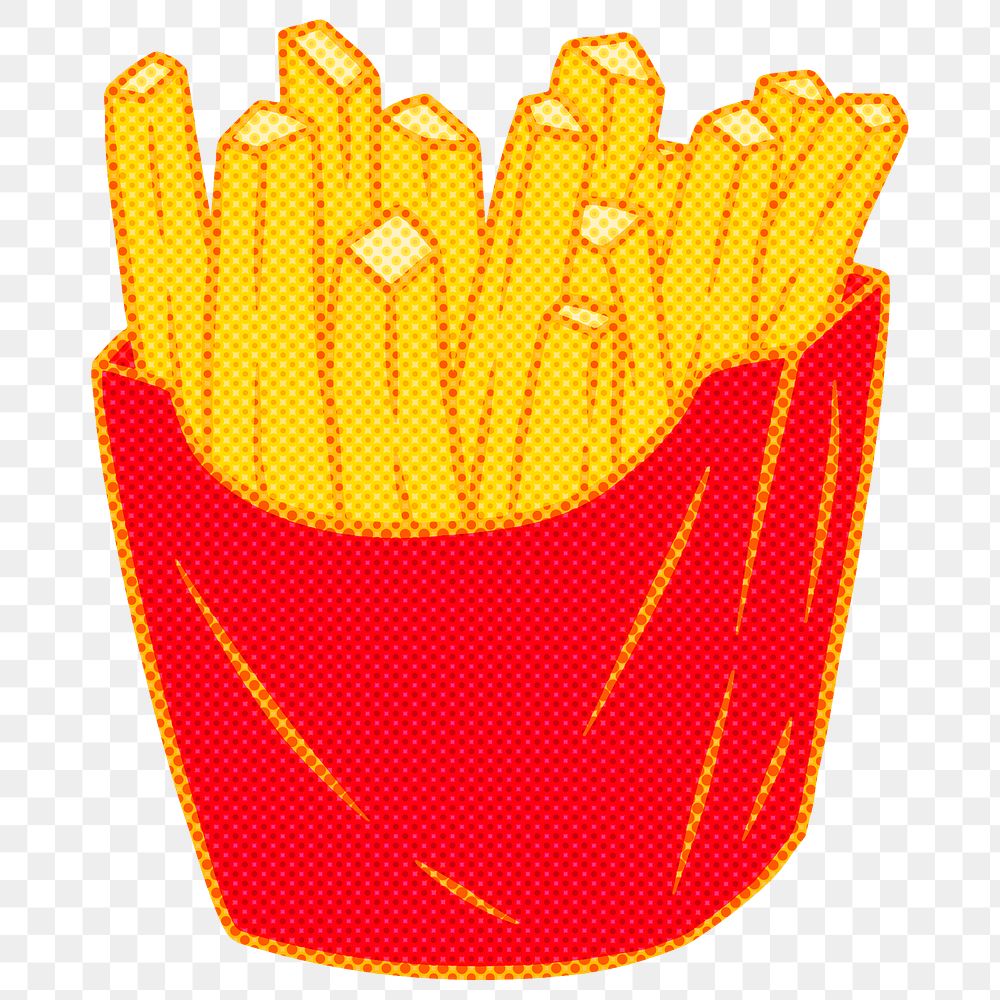 Halftone french fries sticker overlay design resource 