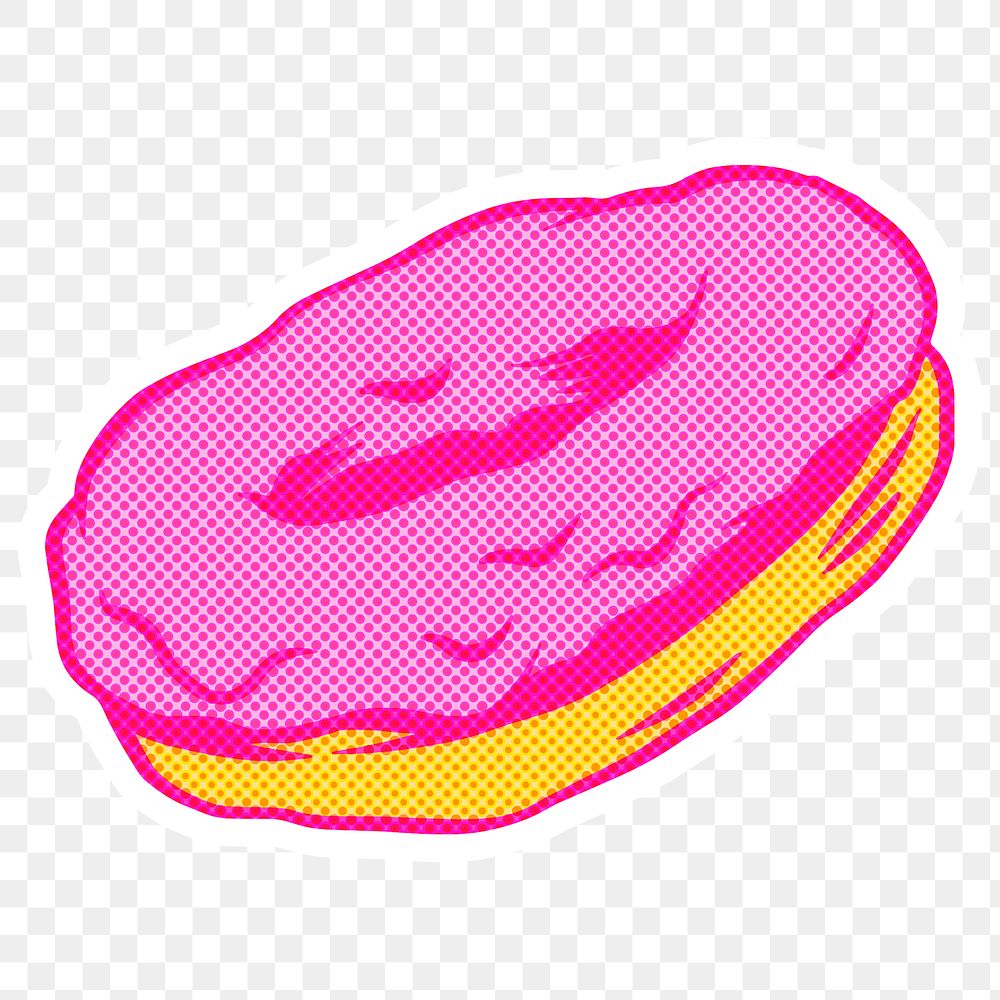 Pink glazed donut sticker overlay design resource 