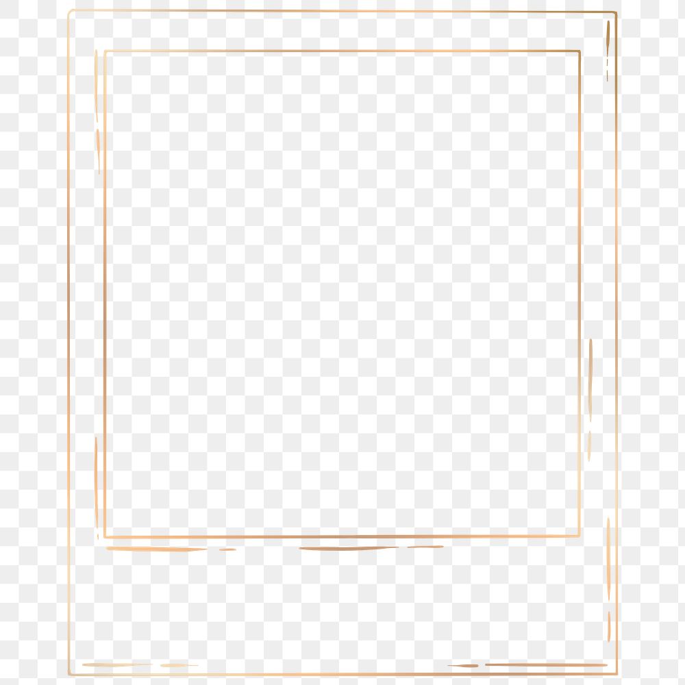 Golden instant photo frame sticker overlay design element 