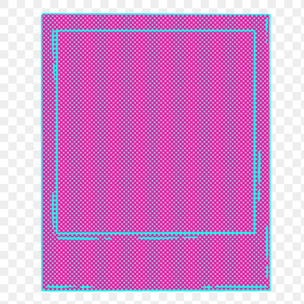 Funky neon halftone instant photo frame sticker overlay design element