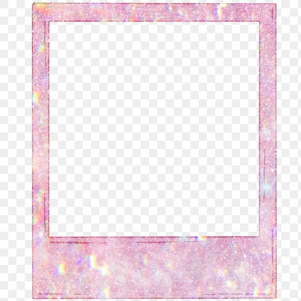 Pink holographic instant photo frame design element 