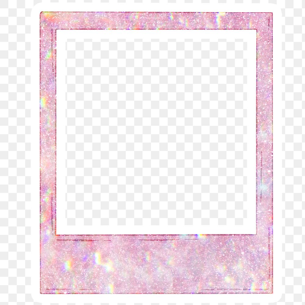 Pink holographic instant photo frame design element 