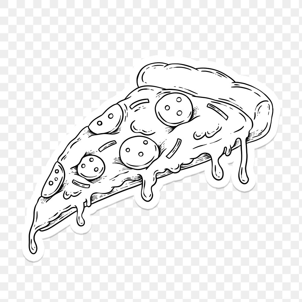 Pepperoni pizza outline sticker overlay with a white border