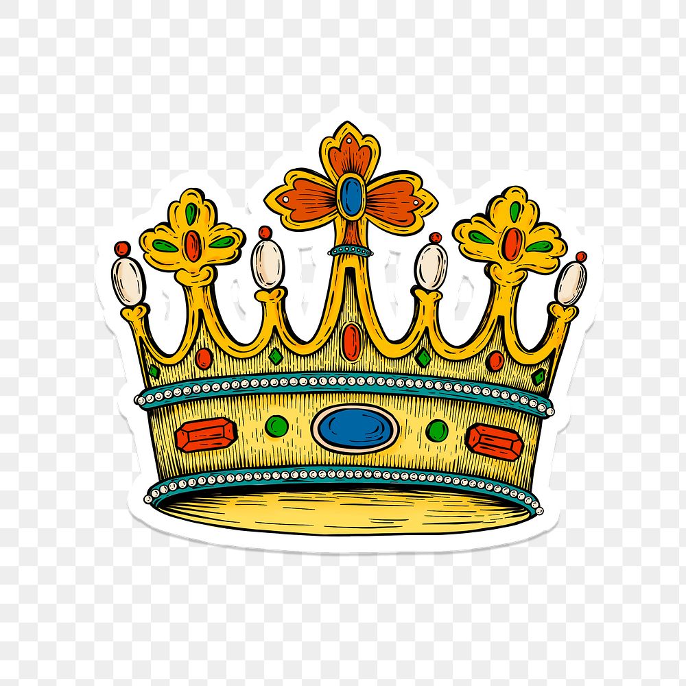 Yellow crown sticker overlay with a white border