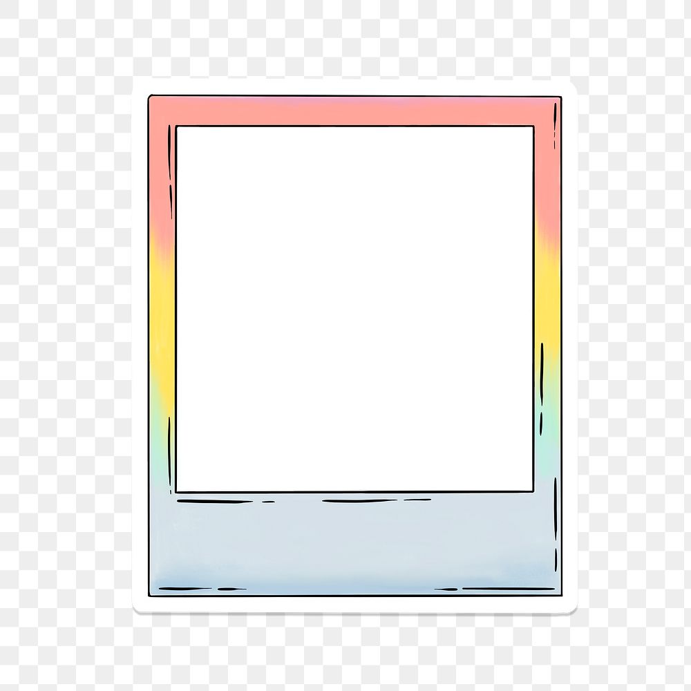 Colorful instant photo frame sticker overlay with a white border design element