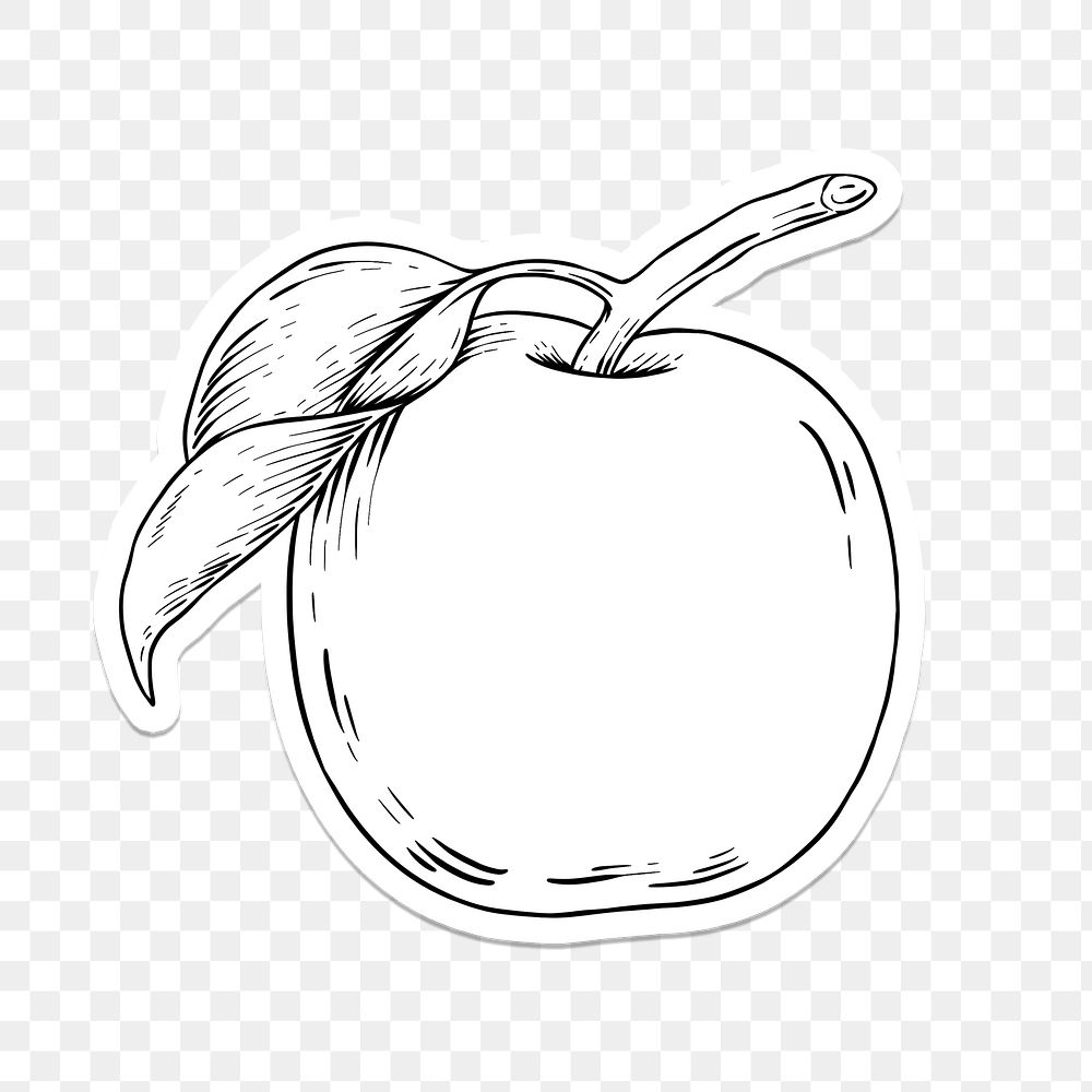 Apple outline sticker overlay with a white border design element