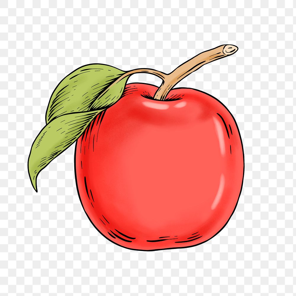 Red apple sticker overlay design element 