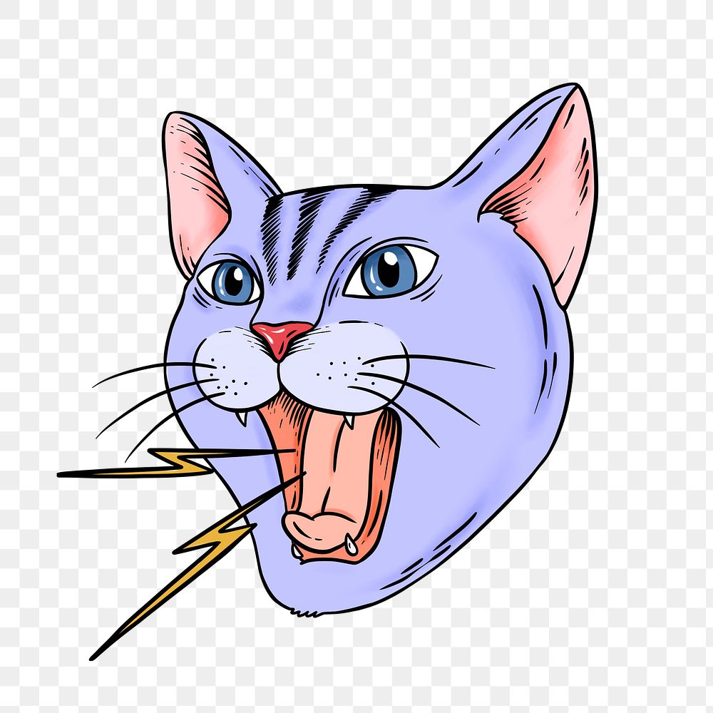 Angry cat sticker overlay design element 