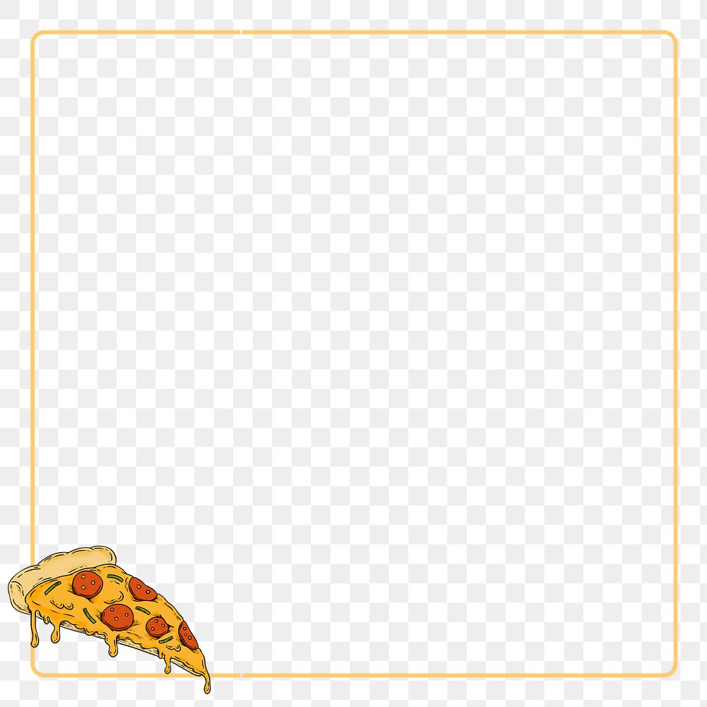 Square pepperoni pizza frame background design element