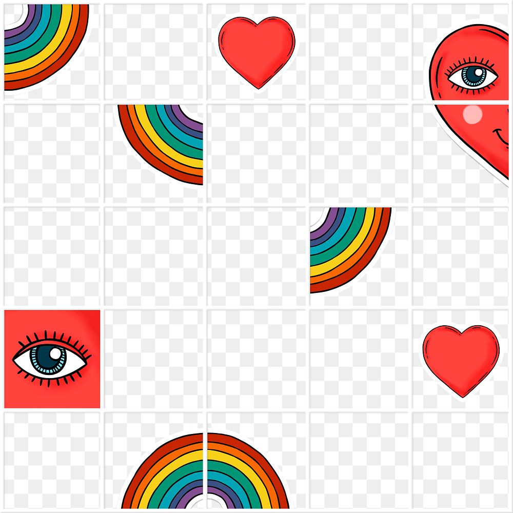 Cheerful heart and rainbow background design element