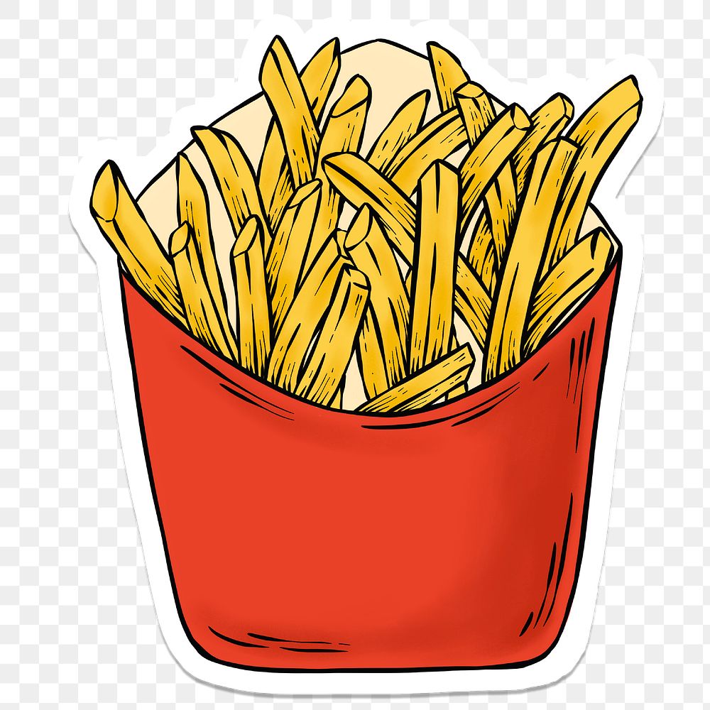 Fries sticker with a white border