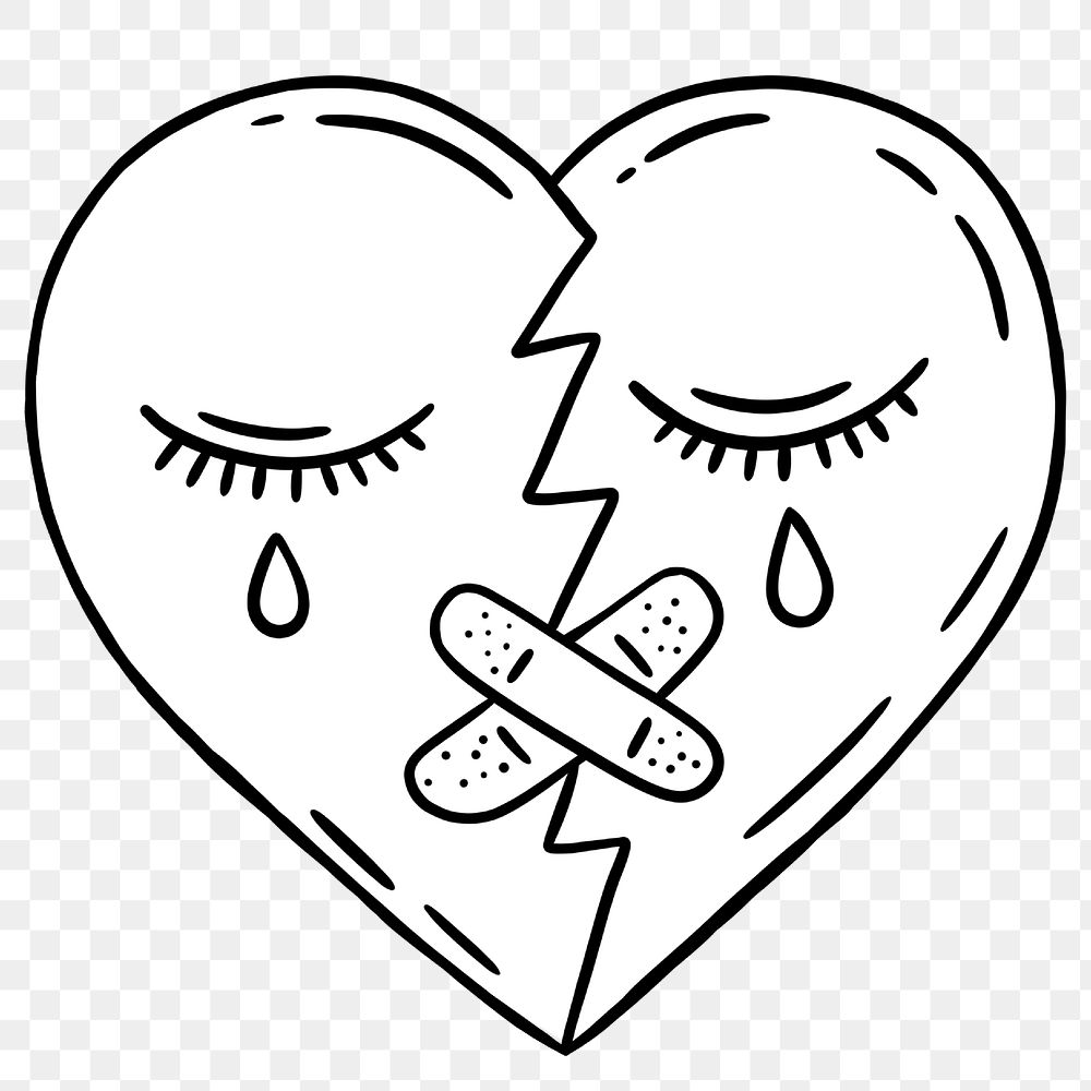 Heart with a crying face sticker design element