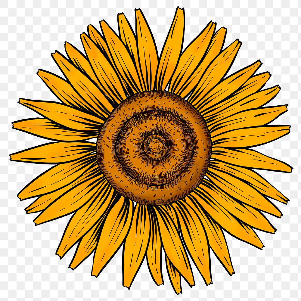 Yellow sunflower sticker design element